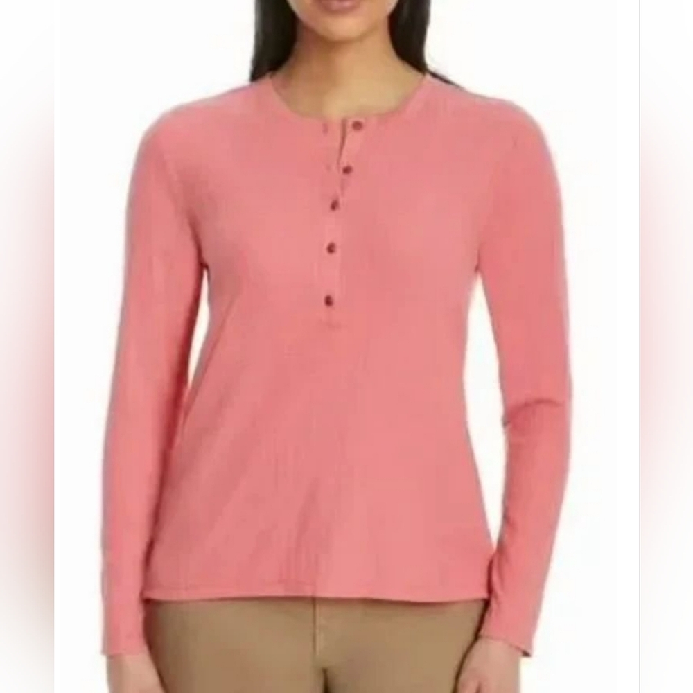 NWT G.H. Bass Textured Henley XXL Coral